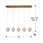 LED-hengelampe Austral gull/klar 5 lyskilder lang