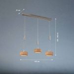LED-hengelampe Shine-Wood, eik/nikkel, lengde 100 cm, 3 lyskilder.