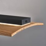 LED-hengelampe Shine-Wood, eik/svart, 125 cm, CCT