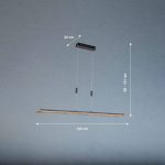 LED-hengelampe Shine-Wood, eik/svart, 125 cm, CCT