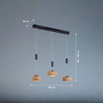LED-hengelampe Shine-Wood, eik/svart Lengde 100 cm 3 lyskilder.