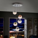 LED-hengelampe Sphere, flerfarget, 5 lyskilder