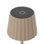 Lindby LED-bordlampe Esali, riller, beige, aluminium, 29 cm