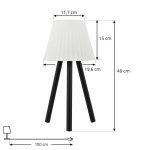 Lindby LED-bordlampe Jaimy, oppladbart batteri, svart, metall