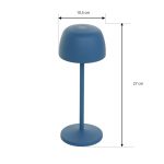 Lindby LED oppladbar bordlampe Arietty, blå, aluminium, ⌀ 10,5 cm