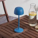 Lindby LED oppladbar bordlampe Arietty, blå, aluminium, ⌀ 10,5 cm