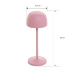 Lindby LED oppladbar bordlampe Arietty, rosa, aluminium, ⌀ 10,5 cm