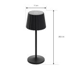 Lindby LED oppladbar bordlampe Esali, svart, aluminium, 11 cm