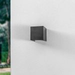 Lindby LED utend⌀rs vegglampe Nivar, kantet, svart, metall