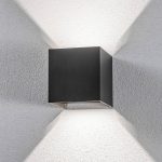 Lindby LED utend⌀rs vegglampe Nivar, kantet, svart, metall