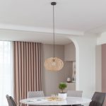 Lindby Solvira pendellampe, flettet bambus, rund