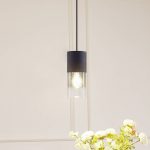 Lindby hengelampe Svante, 1 lyskilde, svart, glass, ⌀ 10cm