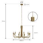 Lindby lysekrone Elanova, messing, 10 lyskilder, ⌀ 80 cm, E14