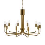 Lindby lysekrone Elanova, messing, 10 lyskilder, ⌀ 80 cm, E14