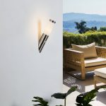 Lindby utend⌀rs vegglampe Statius, grå, rustfritt stål, sensor