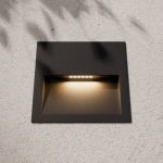 Lucande LED innfelt vegglampe Lucande, firkantet, grå, utend⌀rs