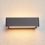 Lucande LED utend⌀rs LED-vegglampe Midvig, m⌀rkegrå, kantet, IP65