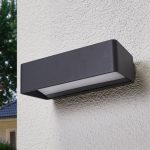 Lucande LED utend⌀rs LED-vegglampe Midvig, m⌀rkegrå, kantet, IP65