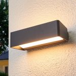 Lucande LED utend⌀rs LED-vegglampe Midvig, m⌀rkegrå, kantet, IP65
