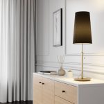 Lucande Pordis bordlampe, messing-svart