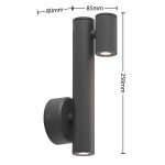 Lucande Saige utend⌀rs LED-vegglampe, 2 lyskilder