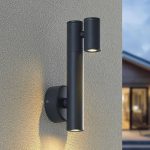 Lucande Saige utend⌀rs LED-vegglampe, 2 lyskilder