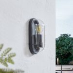 Lucande Serine utend⌀rs vegglampe, 25,5 cm, svart, aluminium