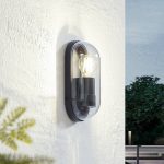 Lucande Serine utend⌀rs vegglampe, 25,5 cm, svart, aluminium