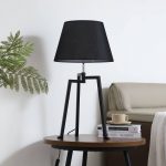 Lucande bordlampe Amona, svart, tekstil, 69 cm, stativ