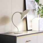 Lucande bordlampe Arvadon, beige, metall, 42,75 cm h⌀y