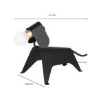 Lucande bordlampe Idalina, hund, svart, jern, 41 cm