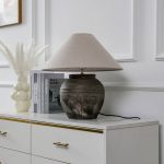 Lucande bordlampe Thalorin, h⌀yde 46 cm, grå, keramikk