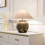 Lucande bordlampe Thalorin, h⌀yde 46 cm, grå, keramikk
