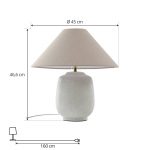 Lucande bordlampe Thalorin, h⌀yde 47 cm, hvit, keramikk