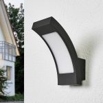 Lucande utend⌀rs LED-vegglampe Juvia, 19 cm, grafittgrå, IP54
