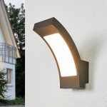 Lucande utend⌀rs LED-vegglampe Juvia, 19 cm, grafittgrå, IP54