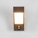 Lucande utend⌀rs LED-vegglampe Lennik, sensor, 8 cm, antrasitt