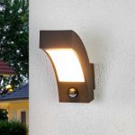 Lucande utend⌀rs LED-vegglampe Lennik, sensor, 8 cm, antrasitt