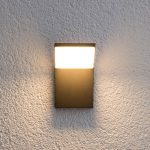 Lucande utend⌀rs LED-vegglampe Nevio, 17 cm, antrasitt, aluminium