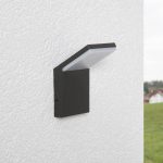 Lucande utend⌀rs LED-vegglampe Nevio, 17 cm, antrasitt, aluminium