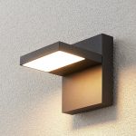 Lucande utend⌀rs LED-vegglampe Silvan, 14 cm, antrasitt, IP65