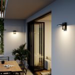 Lucande utend⌀rs LED-vegglampe Silvan, antrasitt, sensor, IP54