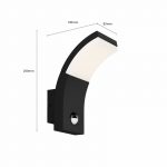 Lucande utend⌀rs LED-vegglampe Timm, 20 cm, antrasitt, sensor