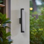 Lucande utend⌀rs LED-vegglampe Tuberia, m⌀rk grå, aluminium, ⌀ 7 cm