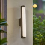 Lucande utend⌀rs LED-vegglampe Tuberia, m⌀rk grå, aluminium, ⌀ 7 cm