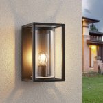 Lucande utend⌀rs vegglampe Brienne, kantet, antrasitt, aluminium