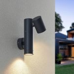 Lucande utend⌀rs vegglampe Maloney, 25 cm, antrasitt, IP54