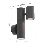 Lucande utend⌀rs vegglampe Maloney, 25 cm, antrasitt, IP54
