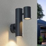 Lucande utend⌀rs vegglampe Maloney, 25 cm, antrasitt, IP54