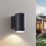 Lucande utend⌀rs vegglampe Thomke, 1 lyskilde, antrasitt aluminium